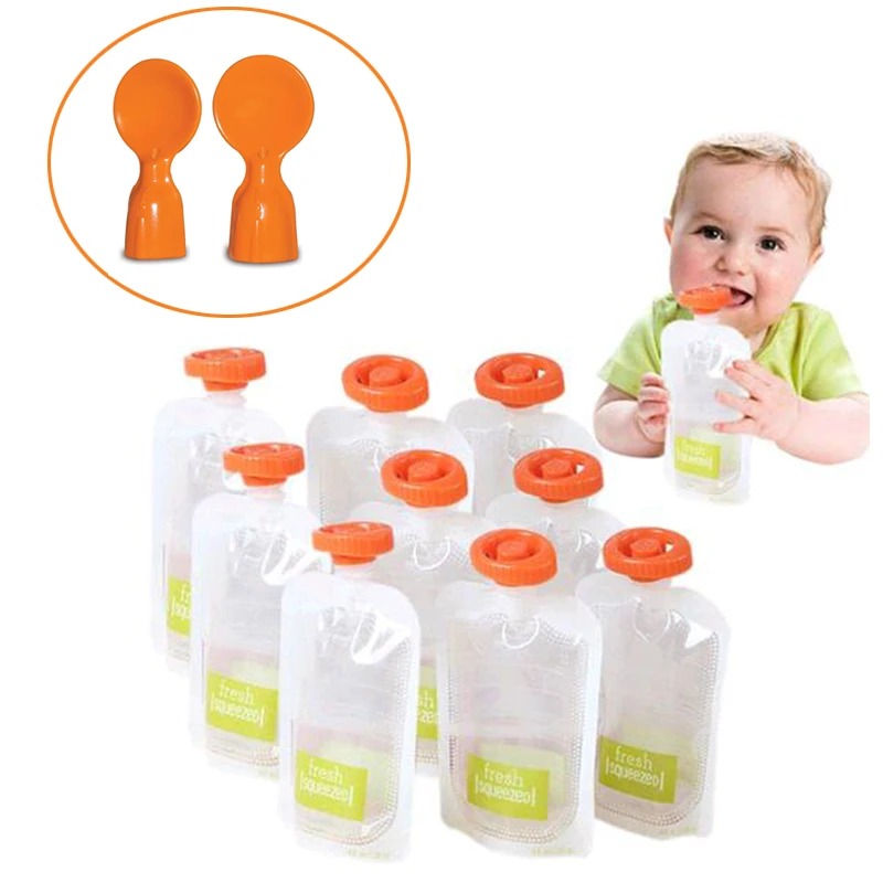 Baby Food Pouches Reusable - 50개입 아기용 식품 보관 백: 유기농