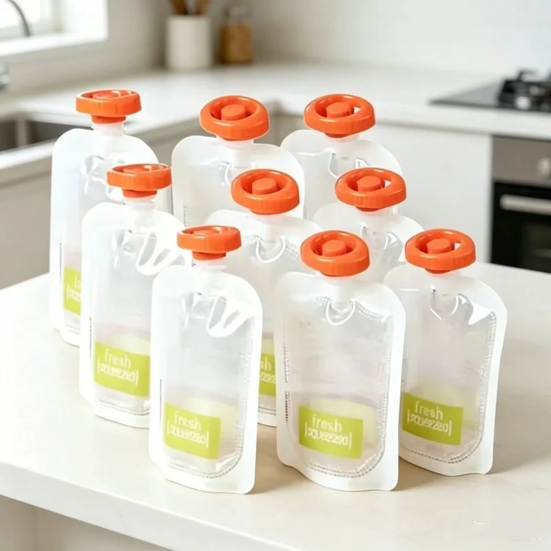 유기농 유아용 수유 파우치 50개 휴대용 스퀴즈 주스  - Baby Food Pouches Reusable 리뷰 및 가격