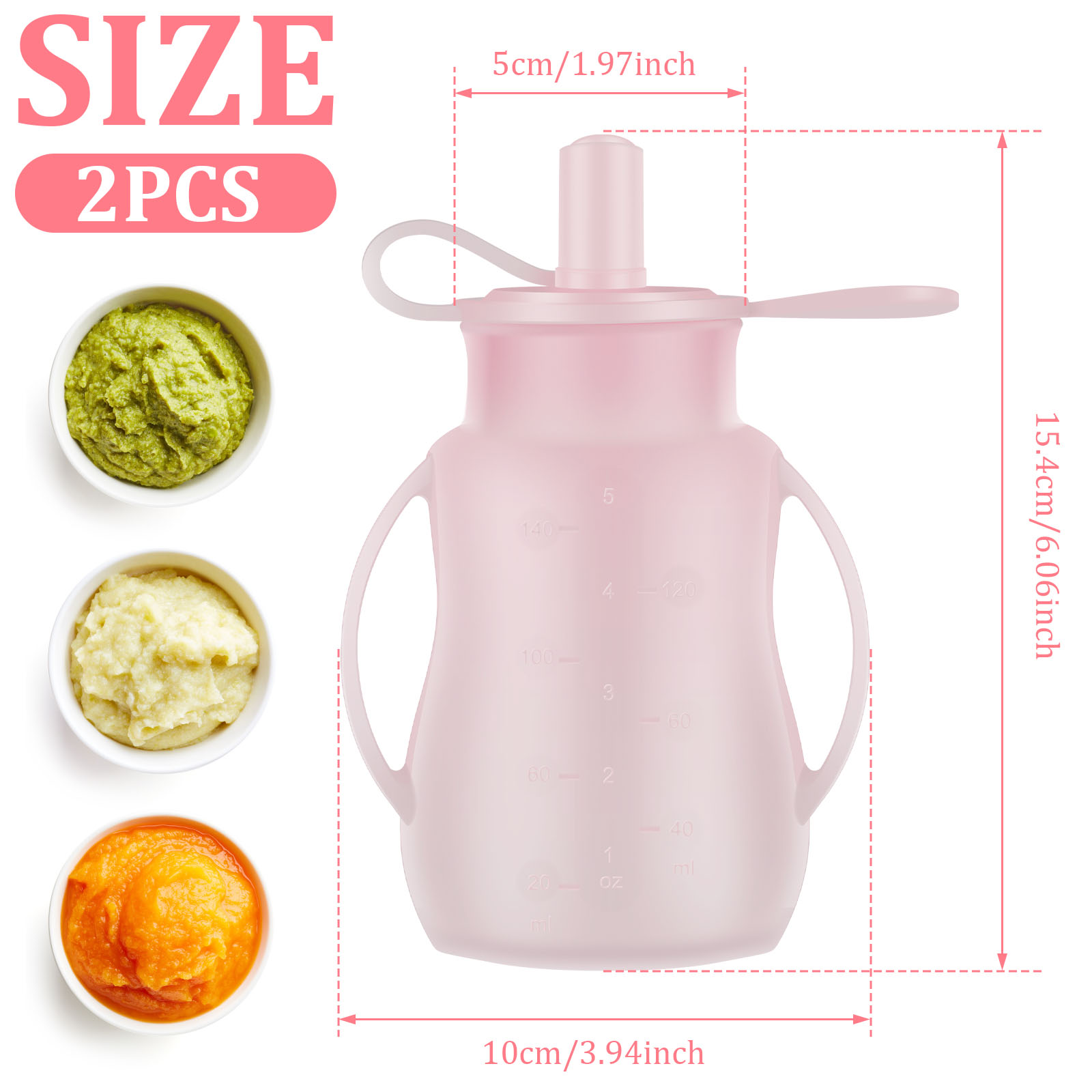 2Pcs 아기 수유 파우치 실리콘 베이비 푸드 파우치  - Baby Food Pouches Reusable 리뷰 및 가격