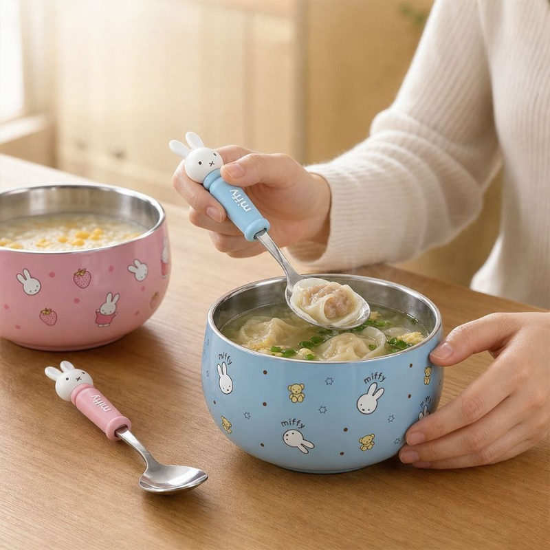카툰 카와이 미피 스테인리스 스틸 아기 식기 그릇, 낙 - Baby Food Japan 리뷰 및 가격
