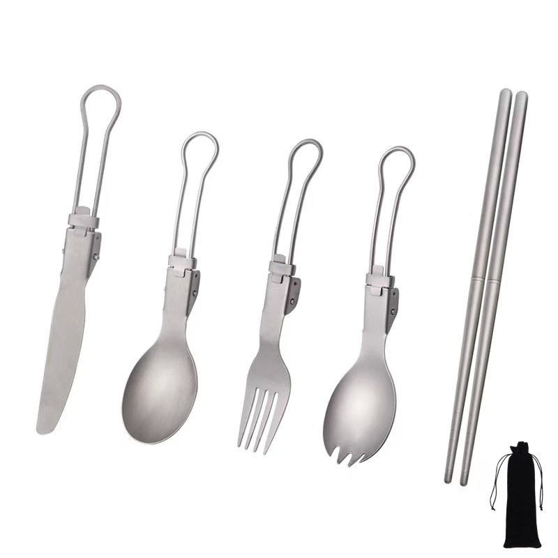 티타늄 접이식 식기 세트 (포크, 스푼, 나이프, 젓가 - Weaning Spoon Set 리뷰 및 가격