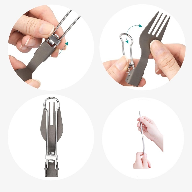 티타늄 접이식 식기 세트 (포크, 스푼, 나이프, 젓가 - Weaning Spoon Set 리뷰 및 가격