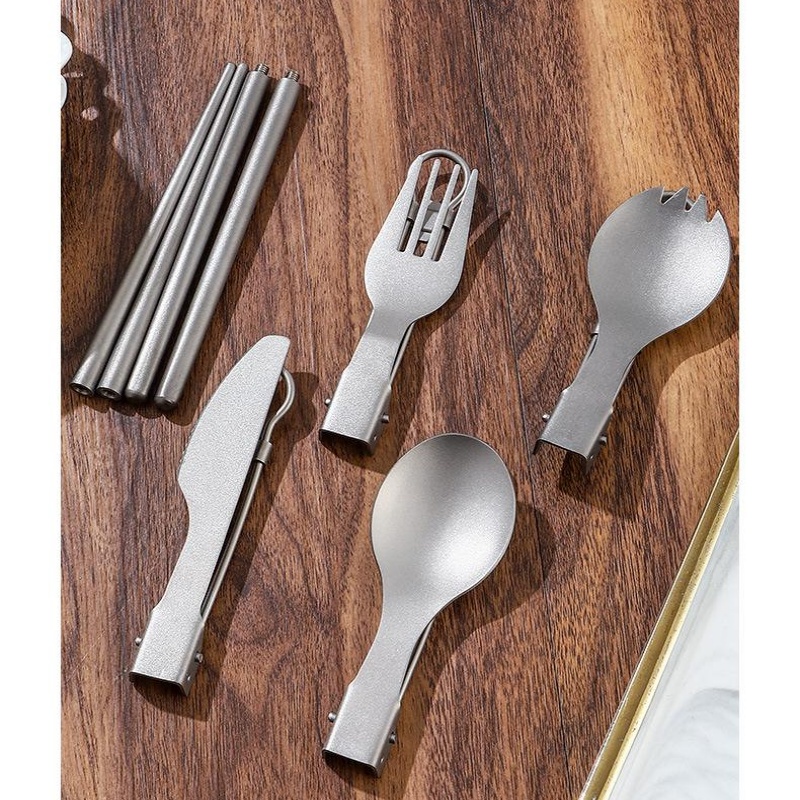 티타늄 접이식 식기 세트 (포크, 스푼, 나이프, 젓가 - Weaning Spoon Set 리뷰 및 가격