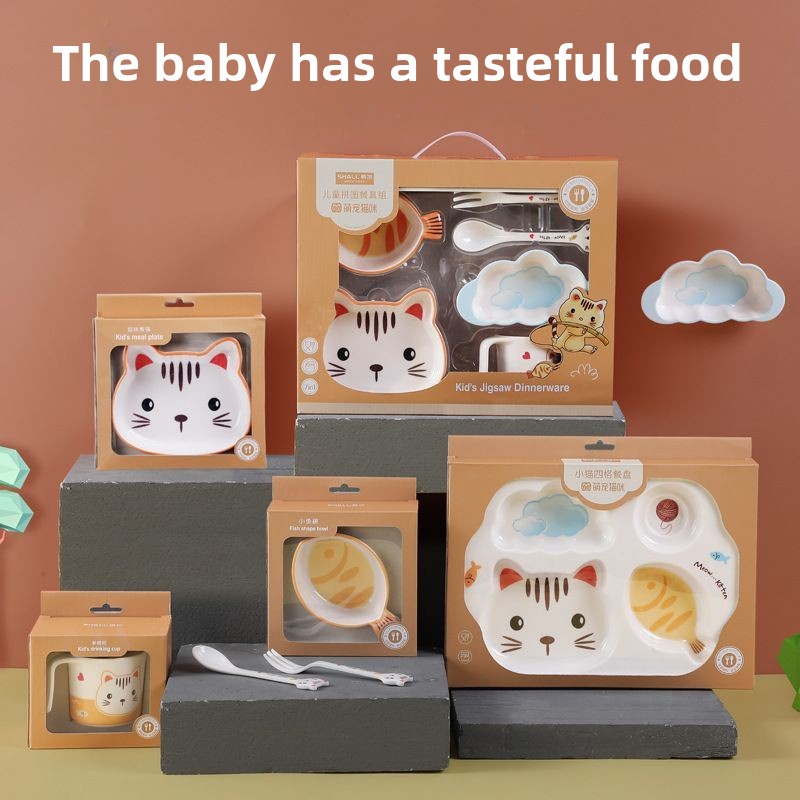 만화 고양이 어린이 식기 선물 세트, 어린이 전용 칸막 - Baby Food Kitten 리뷰 및 가격